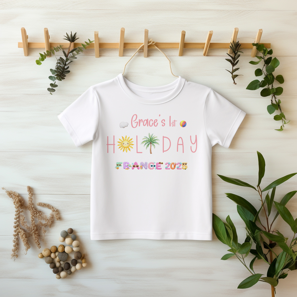 My 1st Holiday Tshirt, First holiday kids Tshirt, Vacation Tshirt, 1st Summer holiday shirt, Girls and boys First holiday tshirt, First Time Flyer
