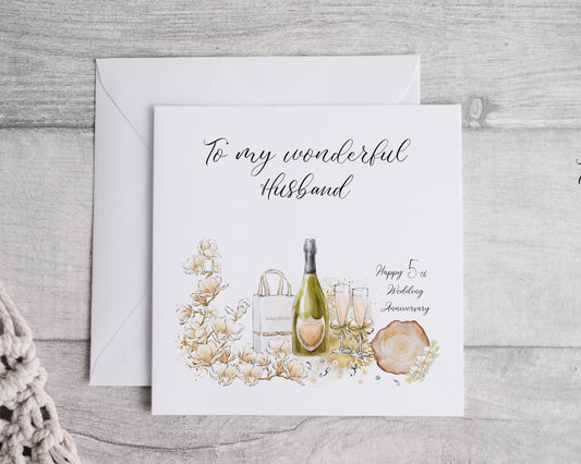 Anniversary card personalised - 1st, 5th, 10th, 15th,20th, 25th, 30th, 40th,50th, 60th wedding anniversary, Card for wife, husband, girlfriend, boyfriend, Wedding card