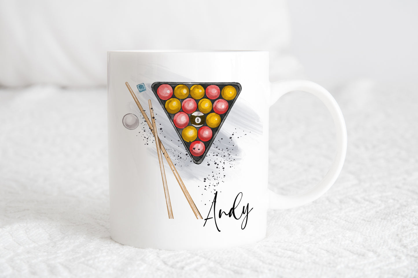 Personalised pool player mug, Snooker gift for him, Poolmug, sport mug, gift ideas, Father’s Day, pool player coaster (Copy)