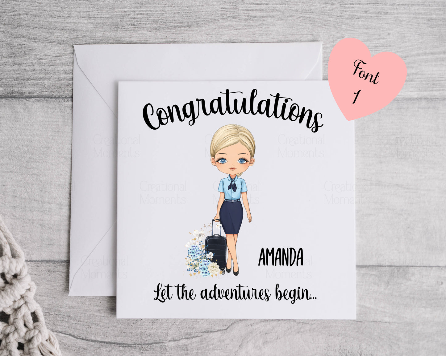 Personalised Flight Attendant Card, Air Hostess Card, Cabin Crew card, Air Steward, Birthday Card, Card for her, Aviation card (Copy) (Copy) (Copy)