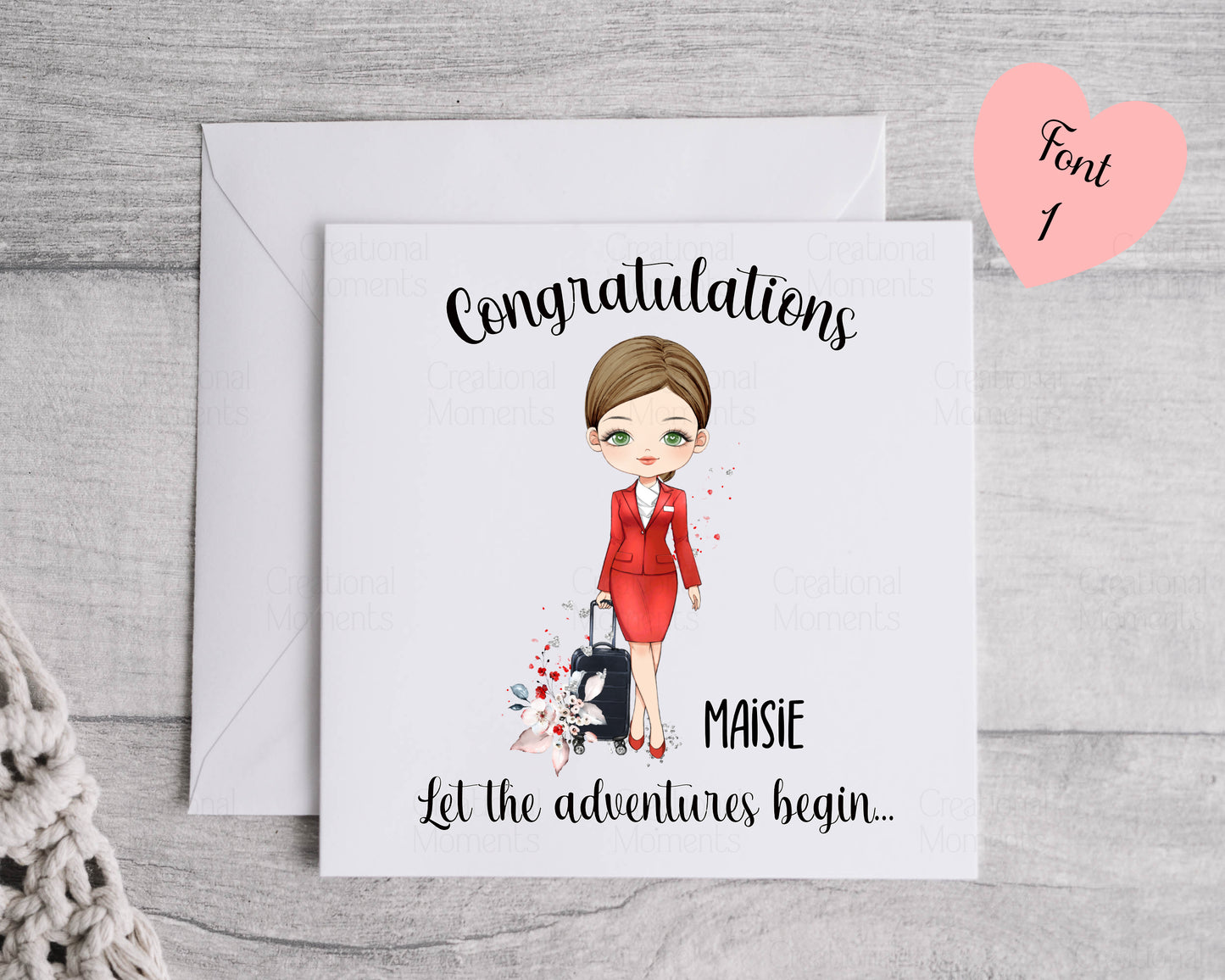 Personalised Flight Attendant Card, Air Hostess Card, Cabin Crew card, Air Steward, Birthday Card, Card for her, Aviation card (Copy)