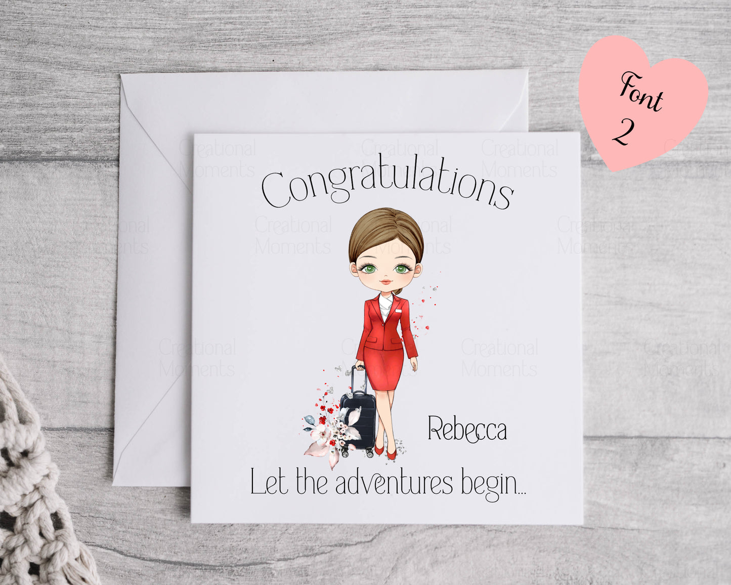 Personalised Flight Attendant Card, Air Hostess Card, Cabin Crew card, Air Steward, Birthday Card, Card for her, Aviation card (Copy)