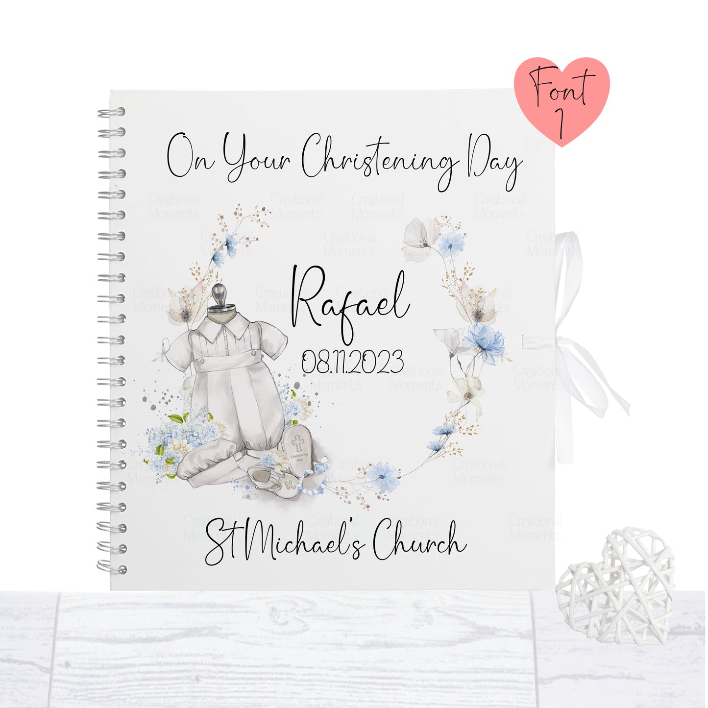Personalised Christening Guest Book, naming day book, Baptism, memory book, photo album