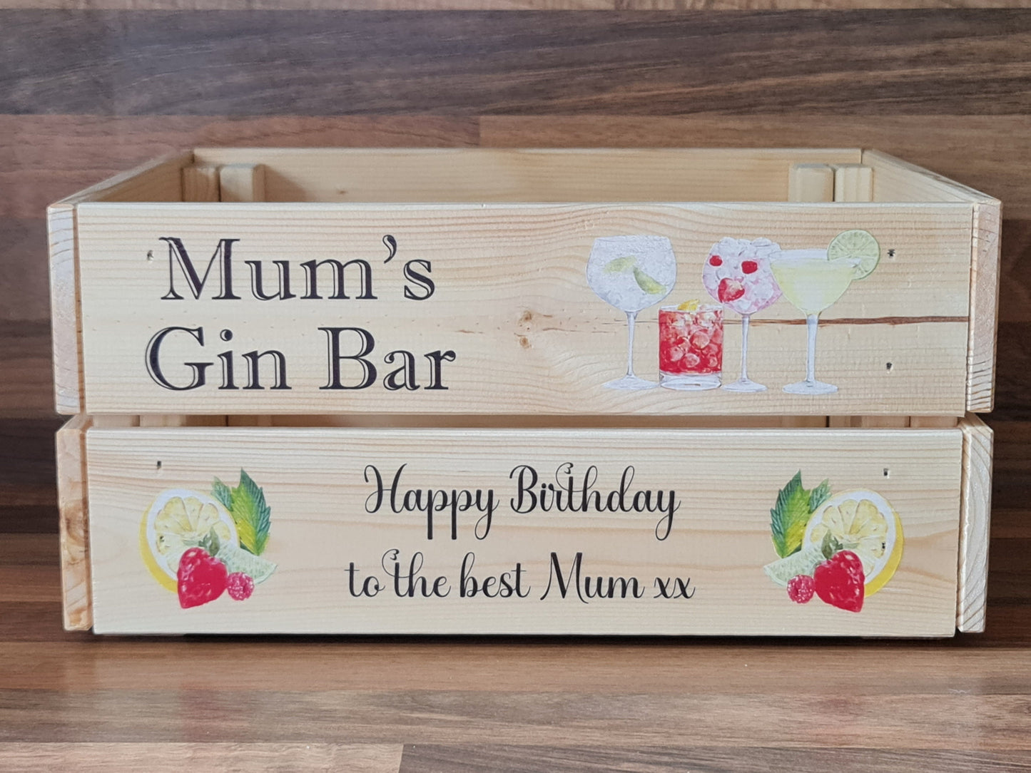 Personalised Gin Bar Crate, Gin bar wooden box, Gift hamper, birthday hamper