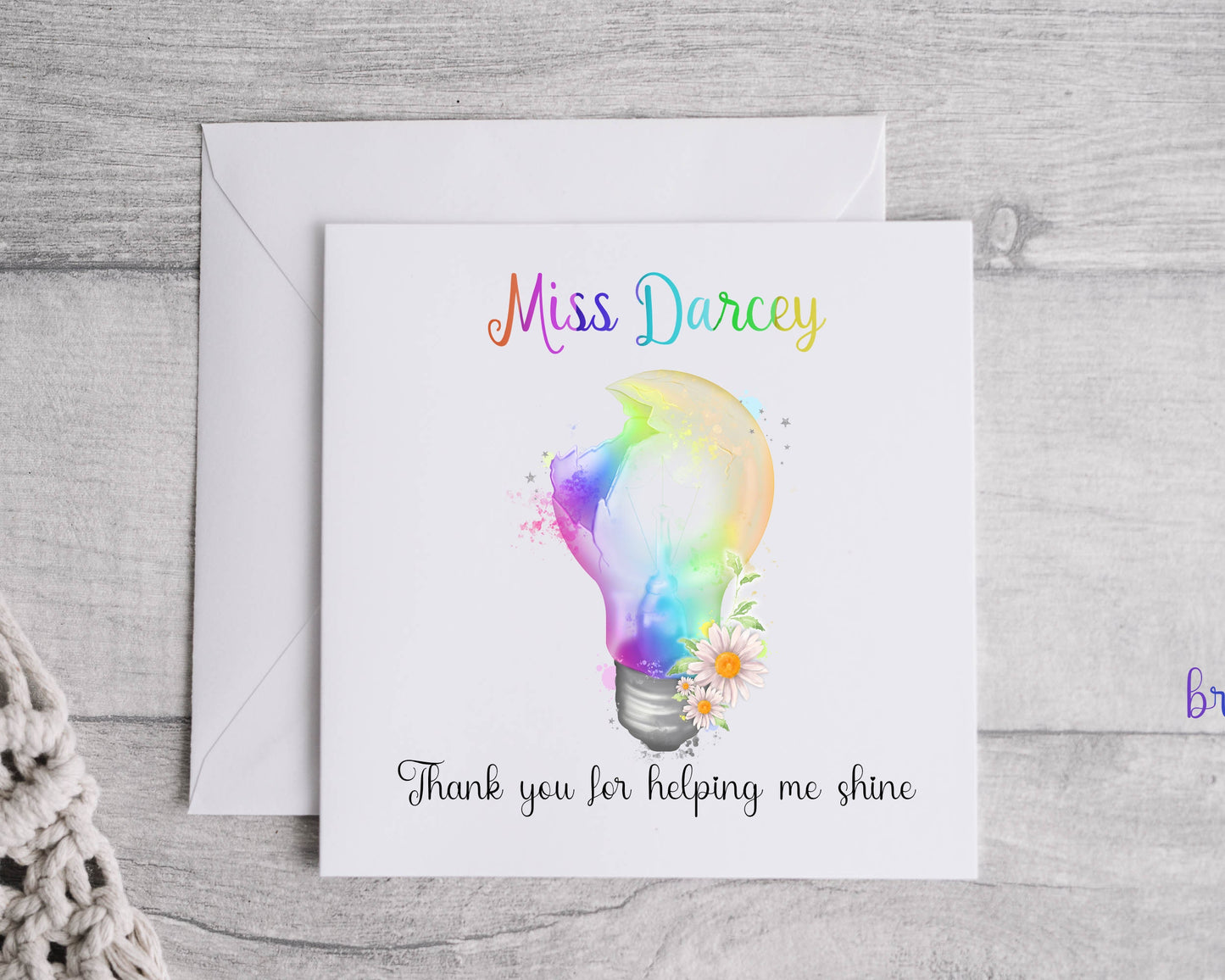 Mental health card, self care, positivity card, rainbow lightbulb