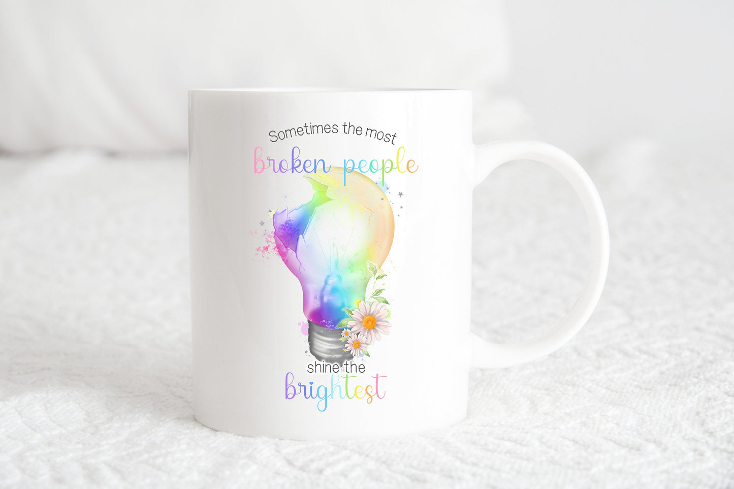 Positivity Gift Mug, Motivational mug, Mental health awareness, Gift for a friend, Rainbow Lightbulb