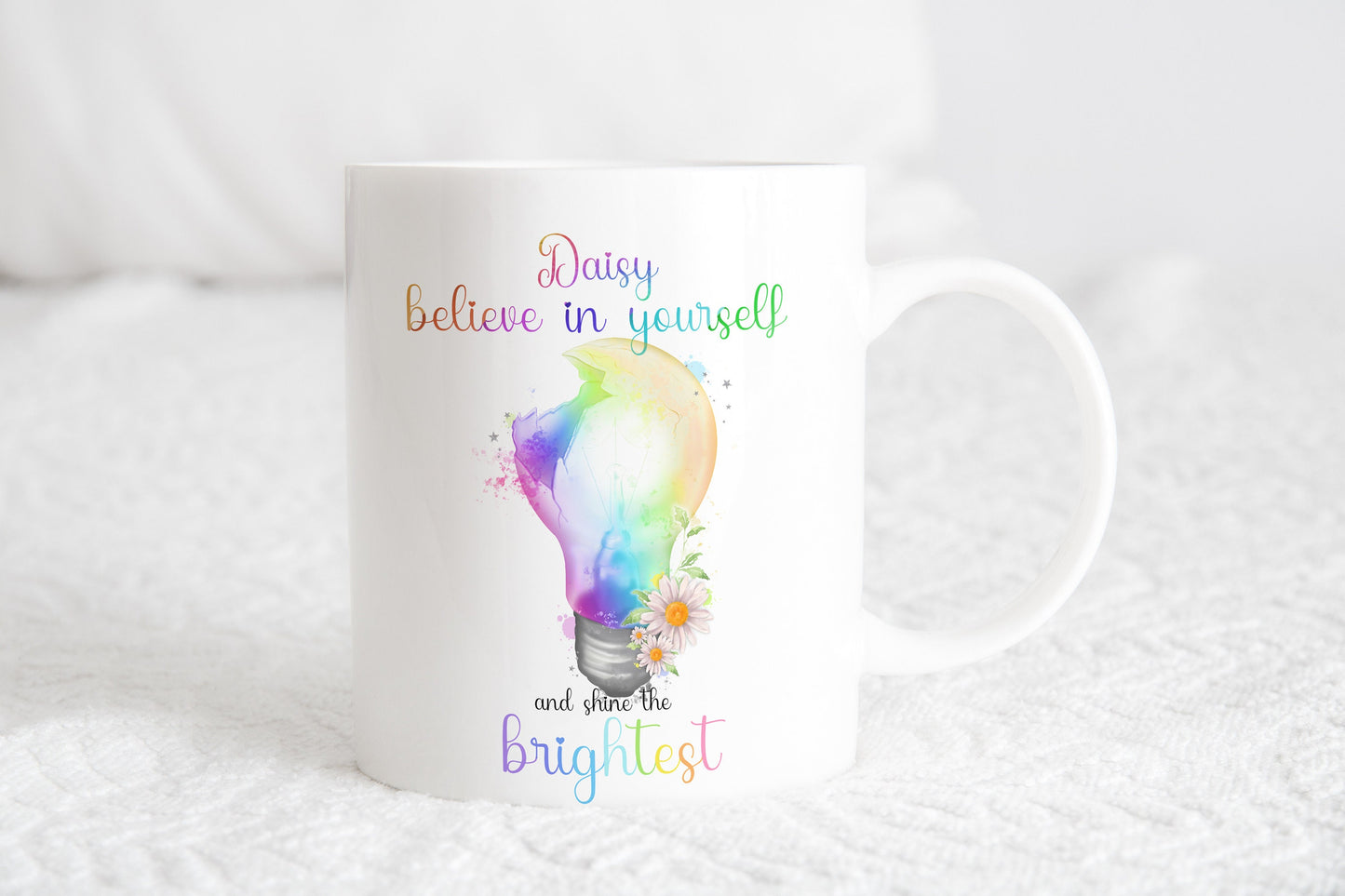 Positivity Gift Mug, Motivational mug, Mental health awareness, Gift for a friend, Rainbow Lightbulb