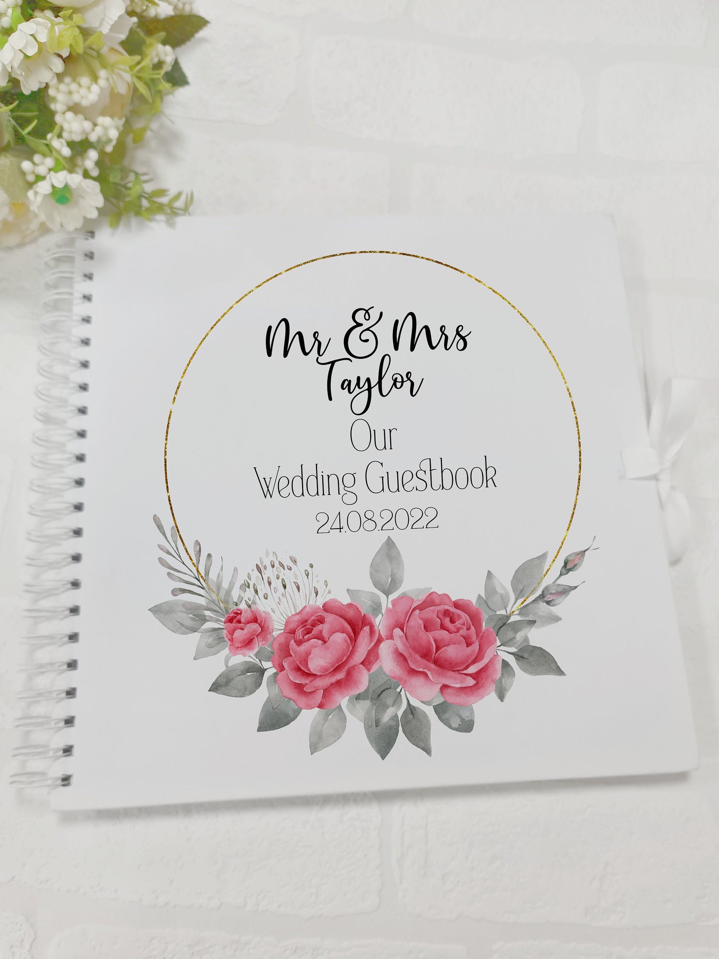 Personalised Wedding Guest Book, Floral wedding guest book, memory book, photo album