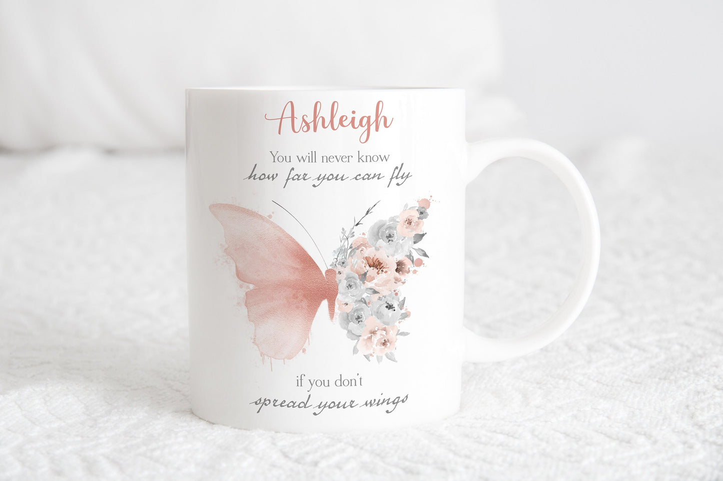 Personalised butterfly mug, Rose gold butterfly, Butterfly coaster, Butterfly gift, coffee mug