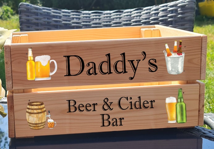 Personalised Beer Crate, Fathers day beer crate - daddy’s beer box, dads beer, Father’s Day gift, wooden beer crate