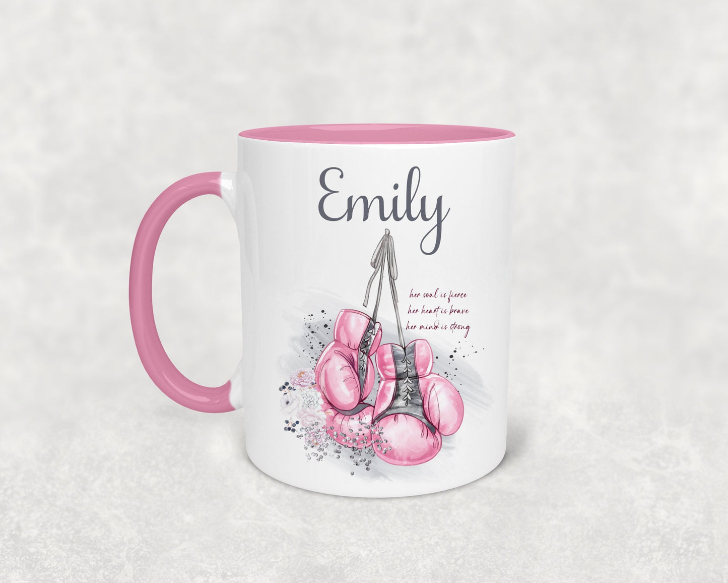 Personalised pink boxing mug, boxing coaster, Boxing gift for her amd him, Boxer mug, sport mug