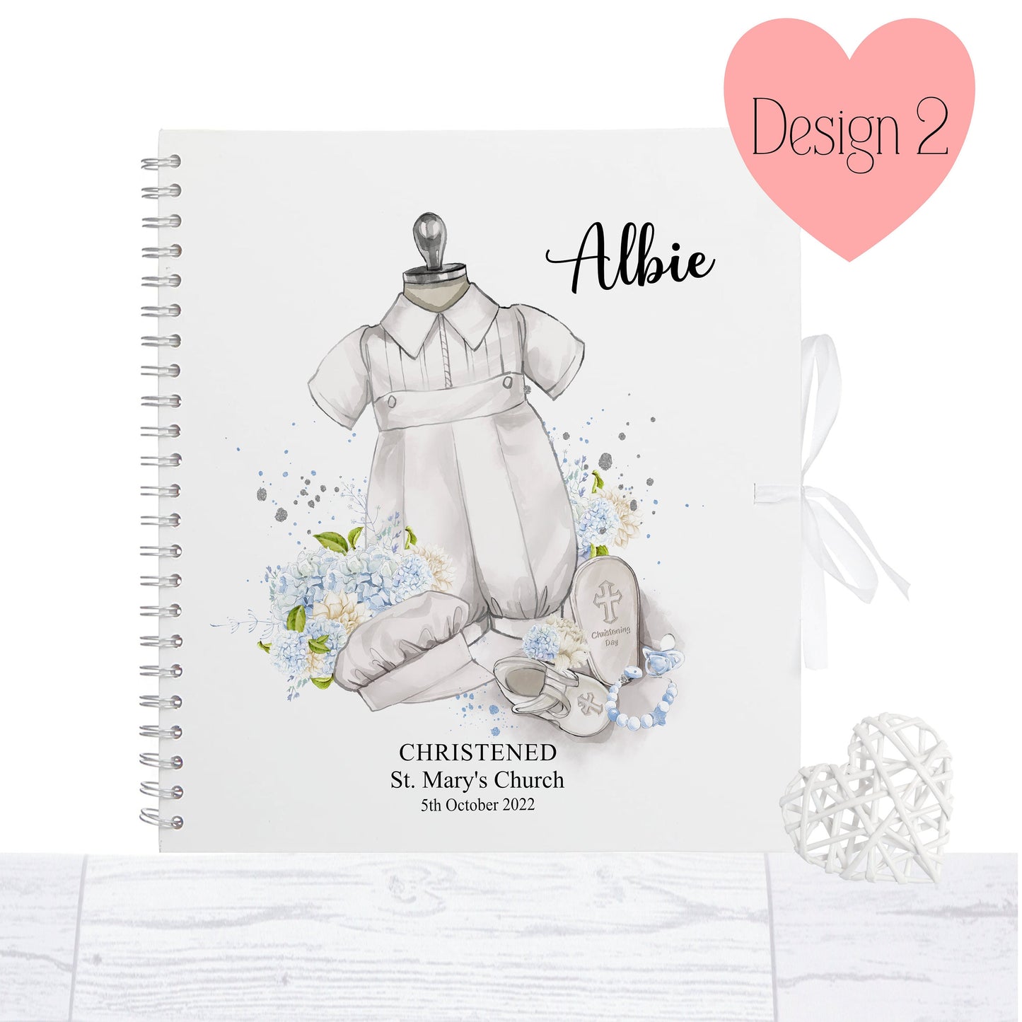 Personalised Christening Guest Book, naming day book, Baptism, memory book, photo album, Boys Christening