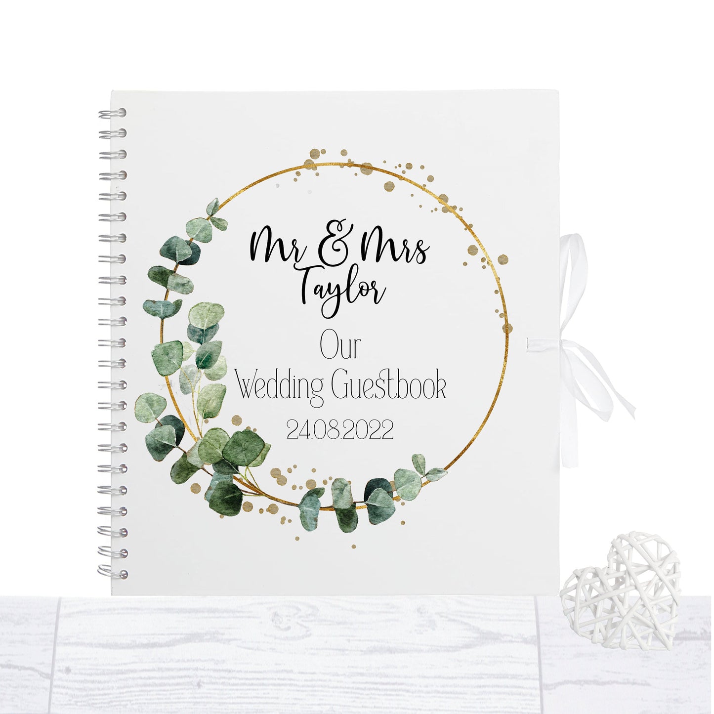 Personalised Wedding Guest Book, Eucalyptus wedding guest book, memory book, photo album