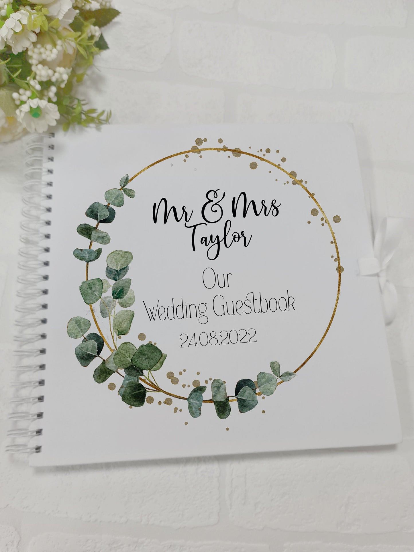 Personalised Wedding Guest Book, Eucalyptus wedding guest book, memory book, photo album