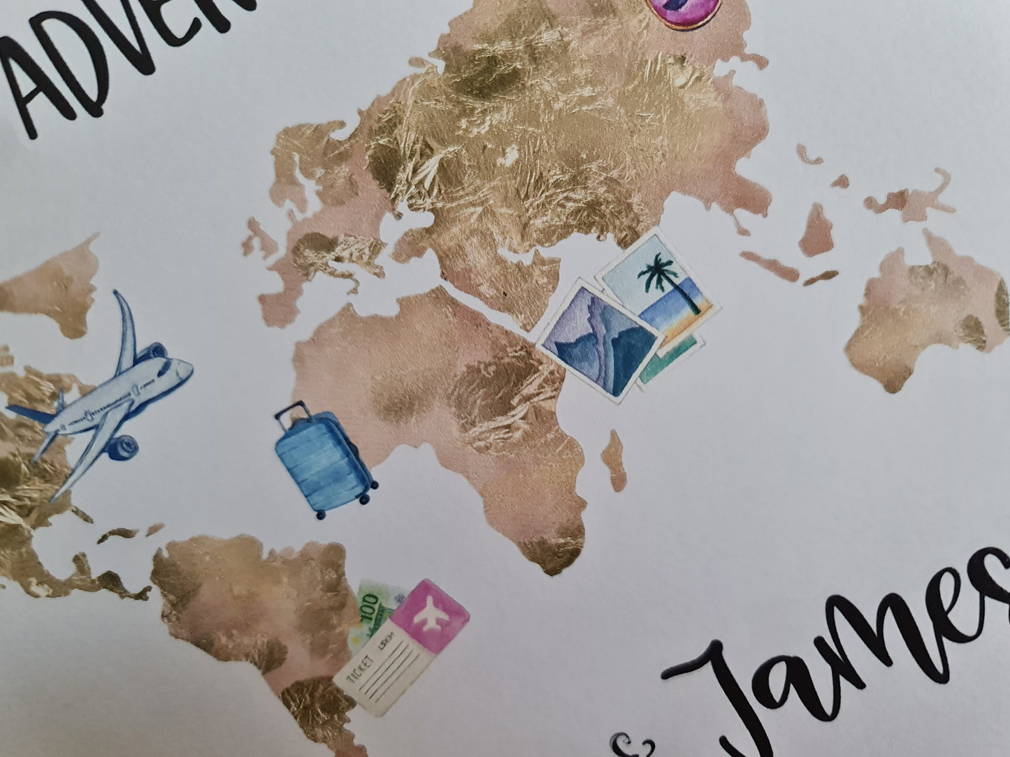 Personalised travel scrapbook, World map scrapbook, Travel journal, Family holiday album, World tour leaving gift