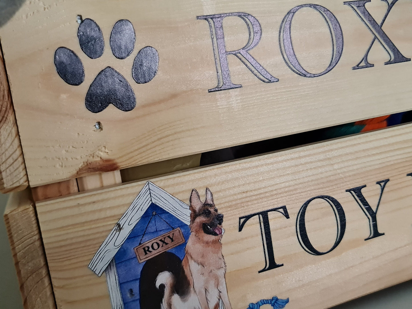 Personalised Dog toy box, Doy toy crate, Pet toy storage box, custom dog toy box