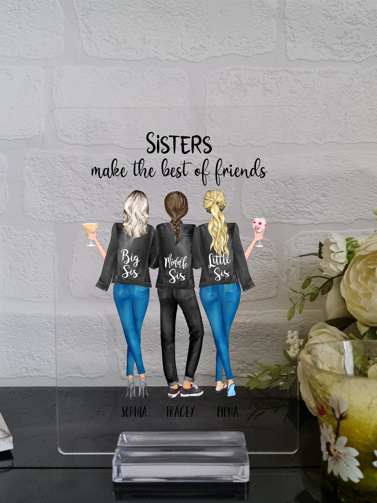Sister Gift, Sister Birthday Gift, Personalised Gift for Sister, Sister Print, Christmas Gift for Sister, Big Sis Little Sis Acrylic Plaque