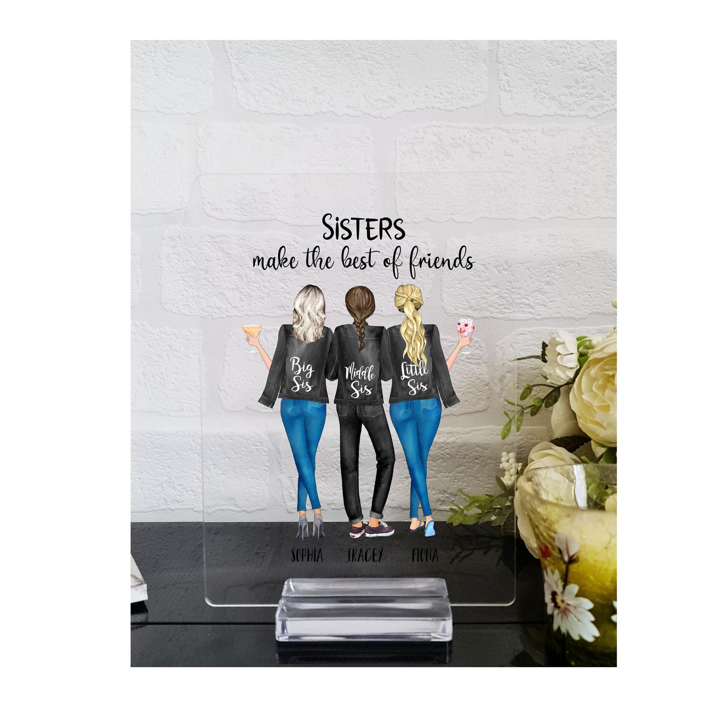 Sister Gift, Sister Birthday Gift, Personalised Gift for Sister, Sister Print, Christmas Gift for Sister, Big Sis Little Sis Acrylic Plaque