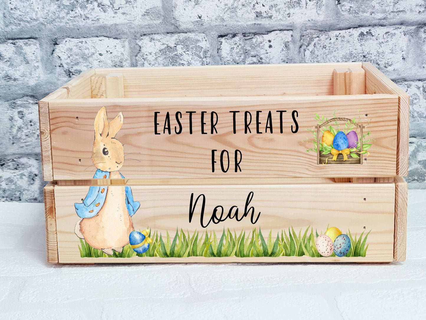 Personalised Easter Box , Personalised Easter Crate, Wooden Easter Crate, Easter Bunny Box, Easter basket, Easter Storage, Easter Treat
