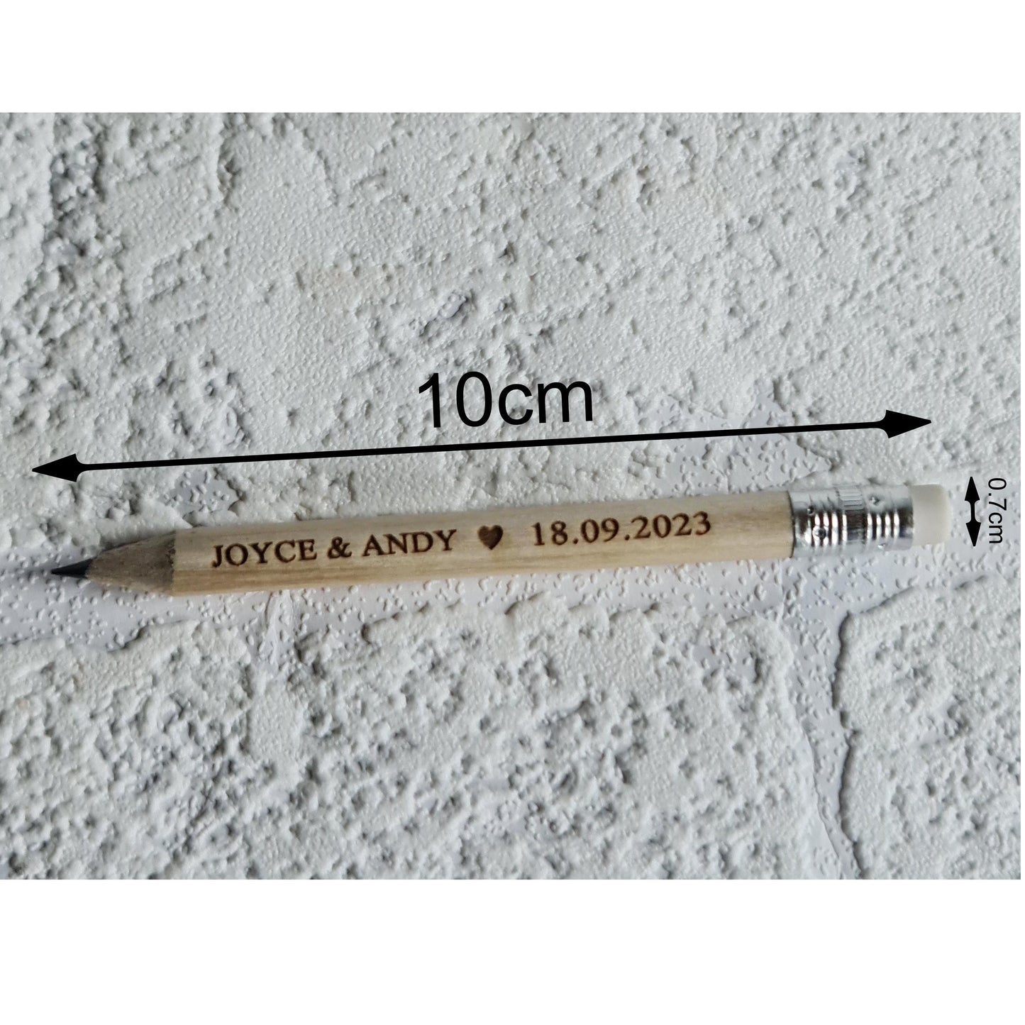 Personalised wooden wedding pencils with a rubber, Rustic wedding favours, Save the date