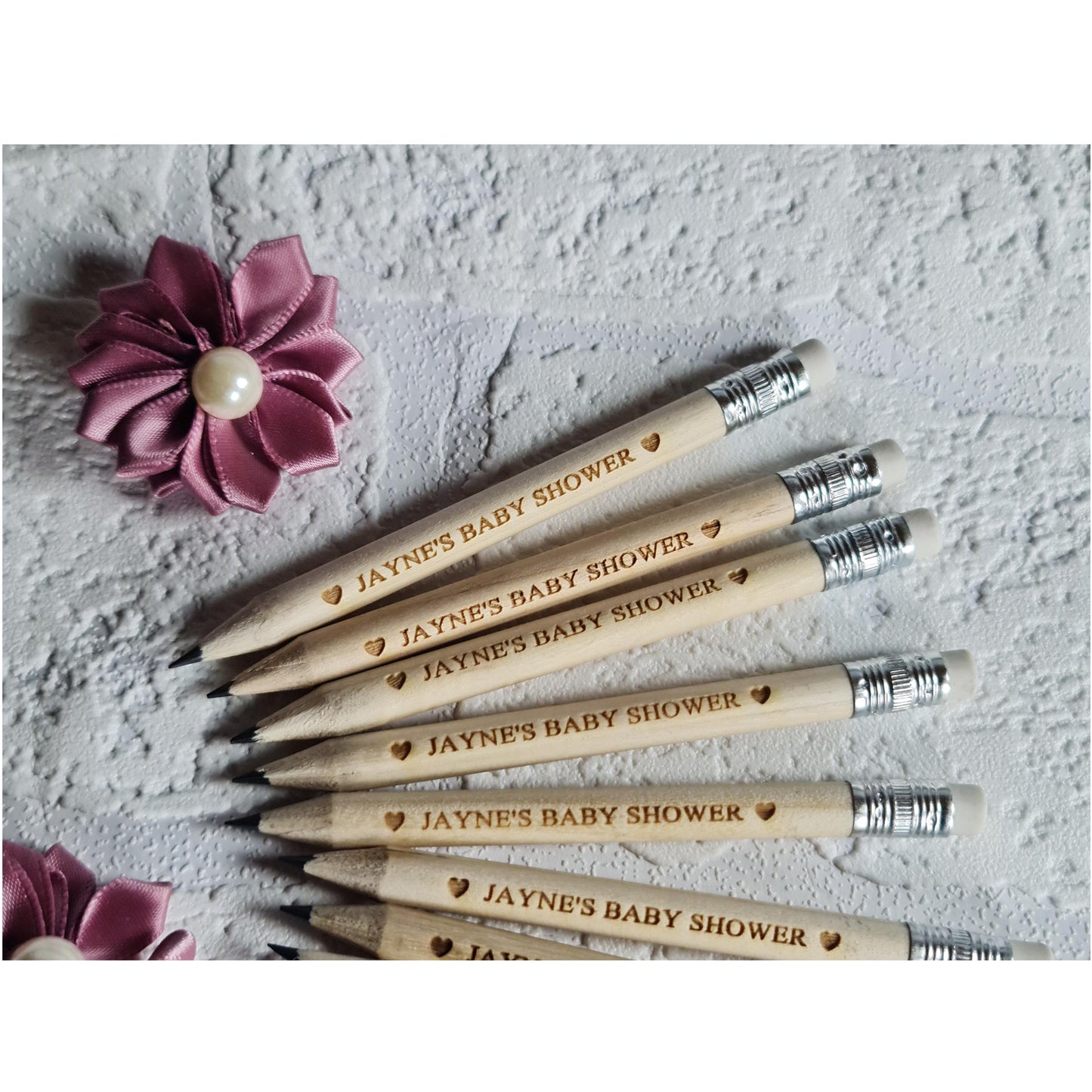 Personalised wooden wedding pencils with a rubber, Rustic wedding favours, Save the date
