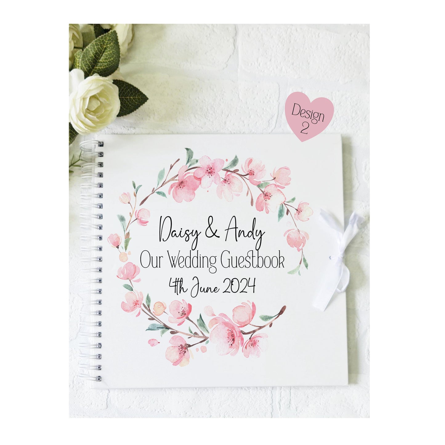 Personalised Wedding Guest Book, Cherry Blossom wedding guest book, memory book, photo album