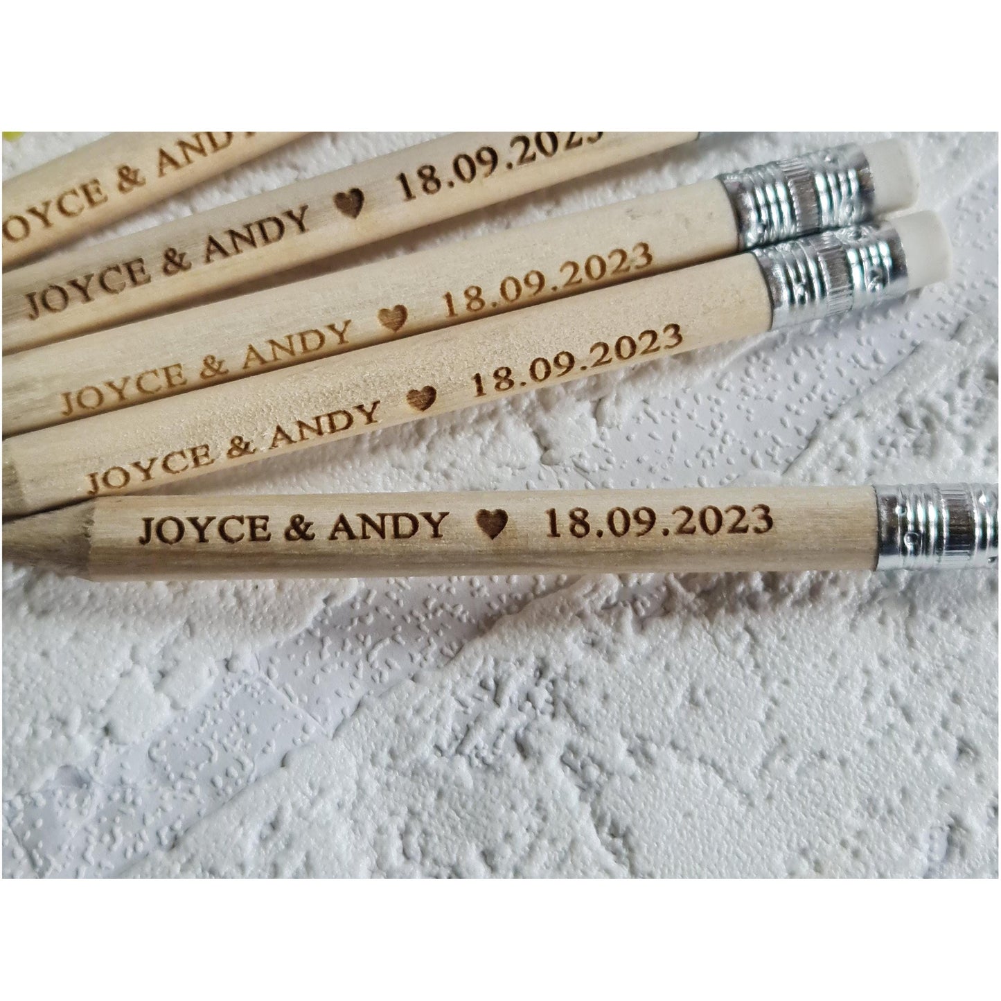 Personalised wooden baby shower pencils with a rubber, Baby shower favours, Baby name