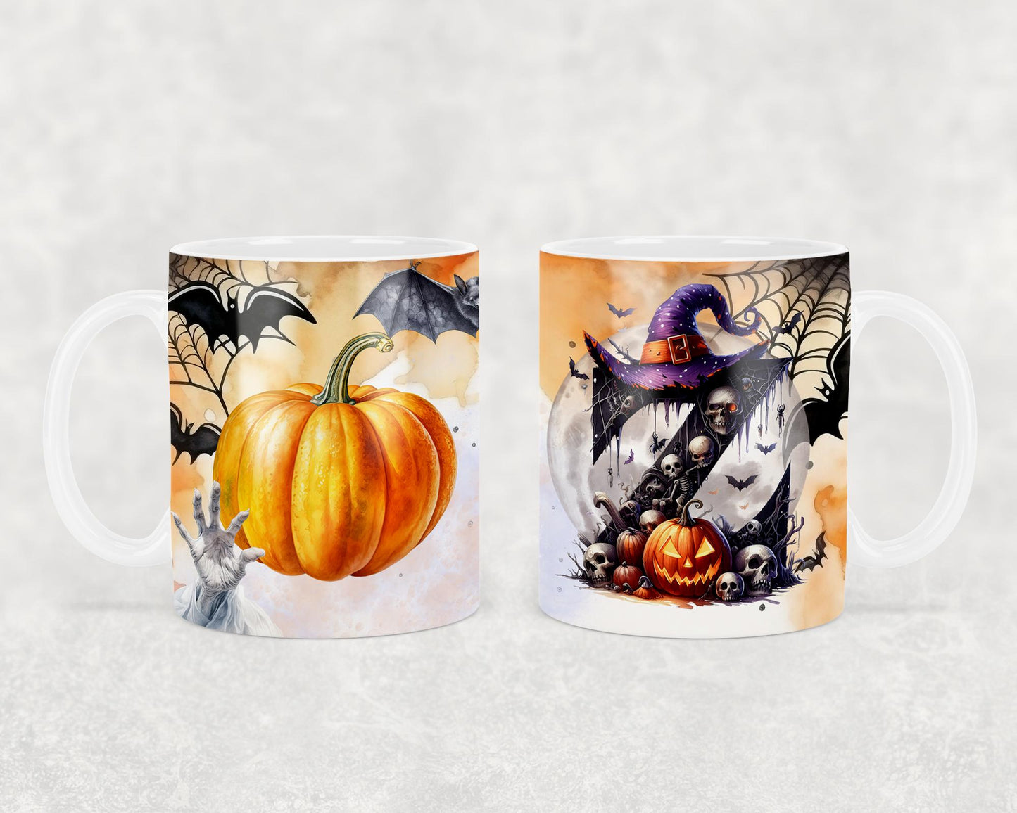 Personalised halloween mug, initial mug, custom mug, spooky halloween mug, Mug & Treat bag Gift Idea