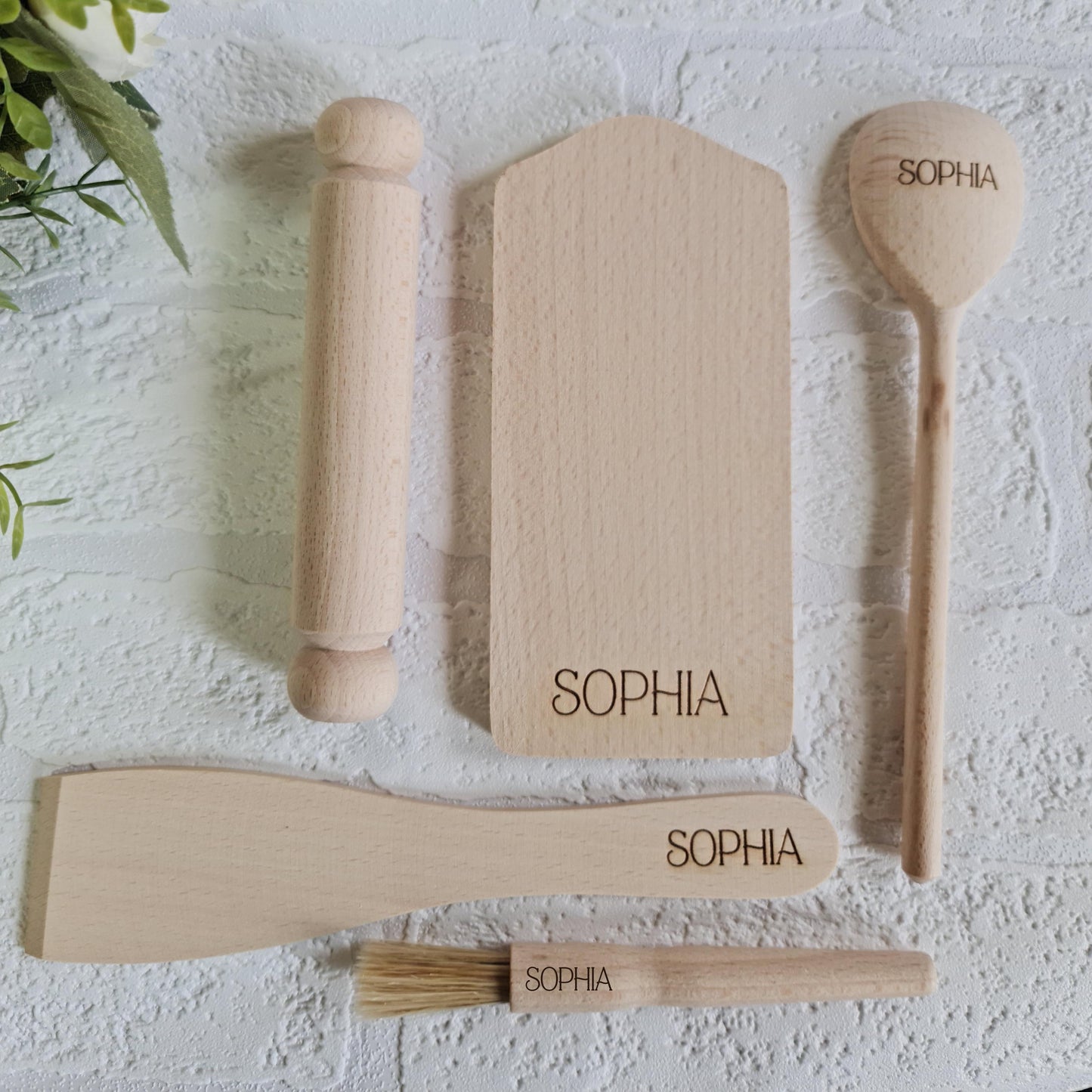 Personalised Children's Baking Set, Kids Baking set, Kids kitchen gift, Kid's pastry set, Wooden baking set