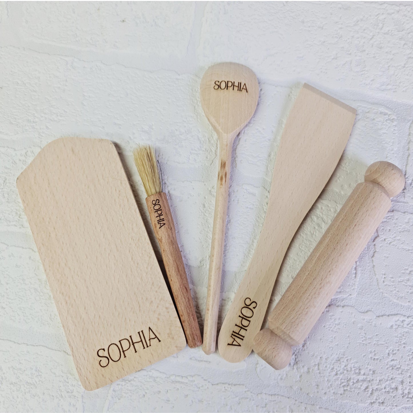 Personalised Children's Baking Set, Kids Baking set, Kids kitchen gift, Kid's pastry set, Wooden baking set