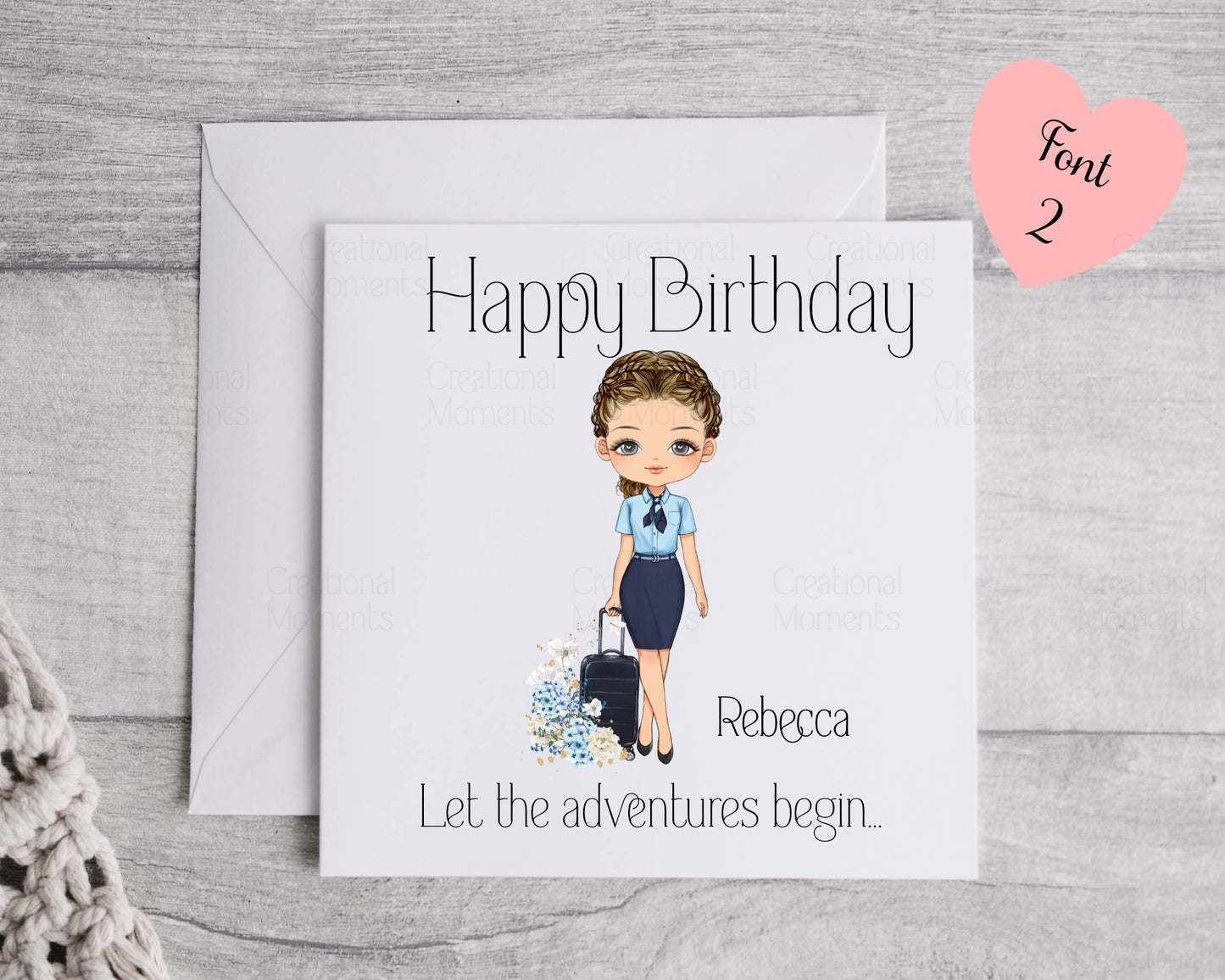 Personalised Flight Attendant Card, Air Hostess Card, Cabin Crew card, Air Steward, Birthday Card, Card for her, Aviation card (Copy) (Copy) (Copy)