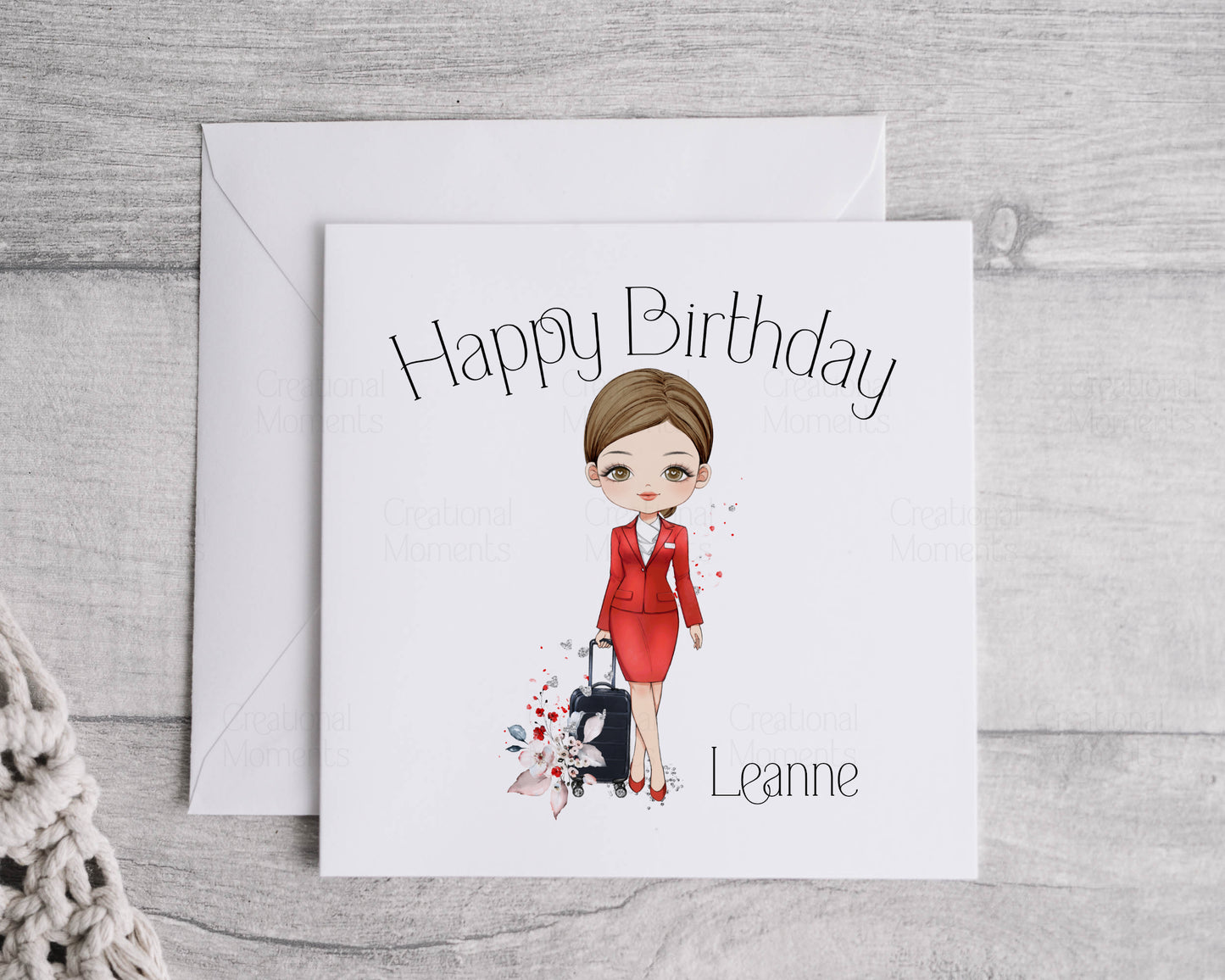 Personalised Flight Attendant Card, Air Hostess Card, Cabin Crew card, Air Steward, Birthday Card, Card for her, Aviation card (Copy)