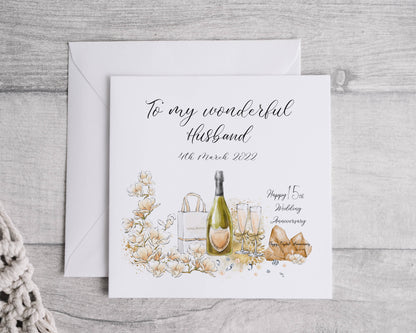 Anniversary card personalised - 1st, 5th, 10th, 15th,20th, 25th, 30th, 40th,50th, 60th wedding anniversary, Card for wife, husband, girlfriend, boyfriend, Wedding card