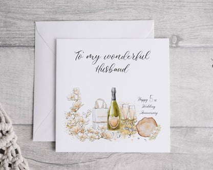 Anniversary card personalised - 1st, 5th, 10th, 15th,20th, 25th, 30th, 40th,50th, 60th wedding anniversary, Card for wife, husband, girlfriend, boyfriend, Wedding card