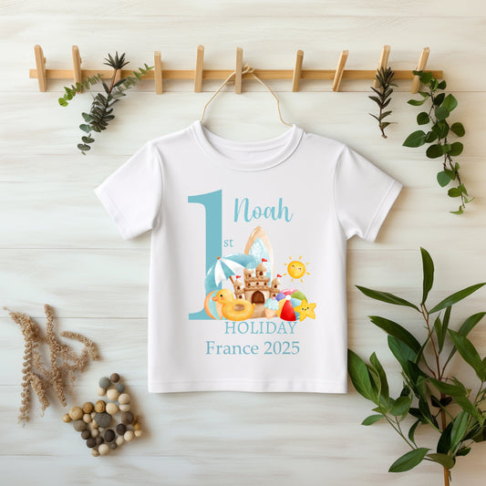 My 1st Holiday Tshirt, First holiday kids Tshirt, Vacation Tshirt, 1st Summer holiday shirt, Girls and boys First holiday tshirt, First Time Flyer (Copy)