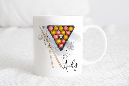 Personalised pool player mug, Snooker gift for him, Poolmug, sport mug, gift ideas, Father’s Day, pool player coaster (Copy)