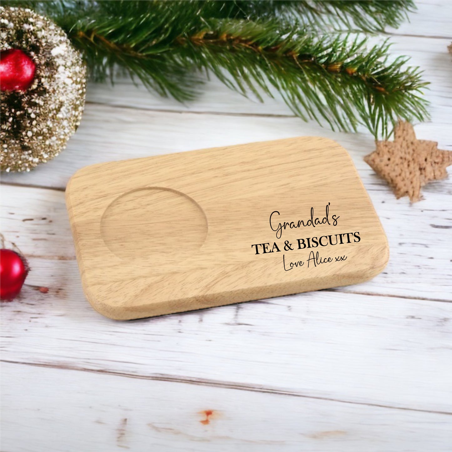 Personalised Tea and Biscuit Board, Engraved Wooden Coffee Tea serving tray Gift for Grandma