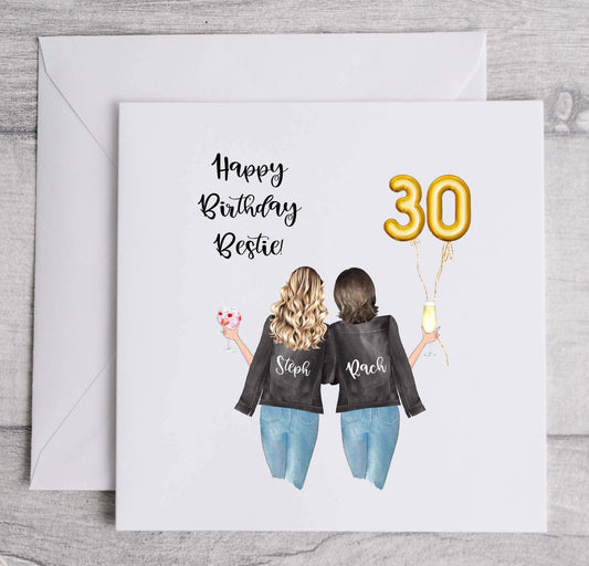 Personalised birthday card Best Friends card, 21st, 30th, 40th any age