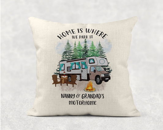 Personalised Motorhome Campervan Linen Cushion, Making Memories, Family Gift. Wedding, Anniversary Gift