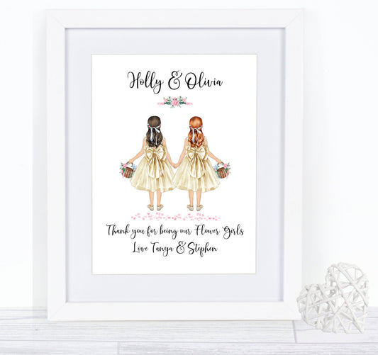 Thank you for being our Flower Girls print,  Bridesmaidprint -  -Personalised Wedding print- UNFRAMED PRINT ONLY