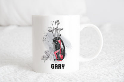 Personalised golf player mug, golf player coaster,  Golf gift for him, Golf mug, sport mug, gift ideas