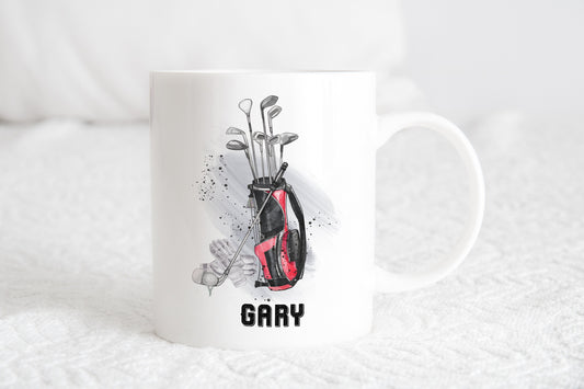 Personalised golf player mug, golf player coaster,  Golf gift for him, Golf mug, sport mug, gift ideas