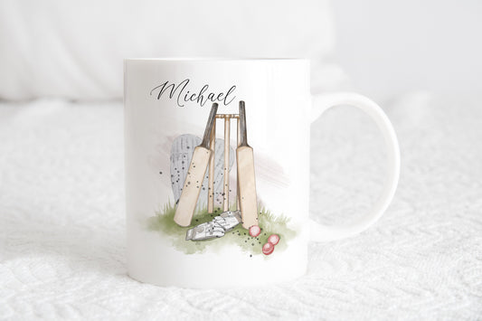 Personalised cricket player mug, cricket player coaster,  Cricket gift for him, Cricket mug, sport mug, gift ideas