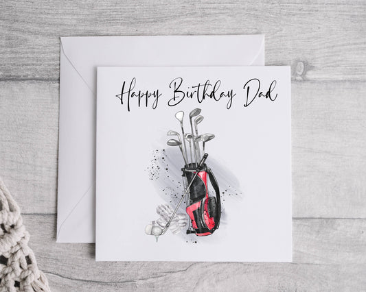 Personalised Golf player birthday card,  Fathers day Card, Any occasion and age
