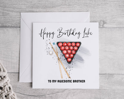Personalised Sports birthday card,  Fathers day Card, Any occasion and age Pool, Darts, Cricket.Snooker, Boxing