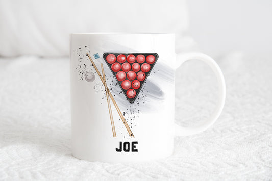 Personalised snooker player mug, Snooker gift for him, Snooker mug, sport mug, gift ideas, Father’s Day, pool player coaster