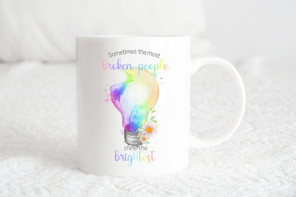Positivity Gift Mug, Motivational mug, Mental health awareness, Gift for a friend, Rainbow Lightbulb