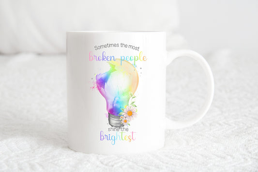 Positivity Gift Mug, Motivational mug, Mental health awareness, Gift for a friend, Rainbow Lightbulb
