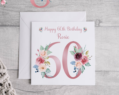 Personalised birthday card, Card for her, 18th, 21st, 30th, 40th any age