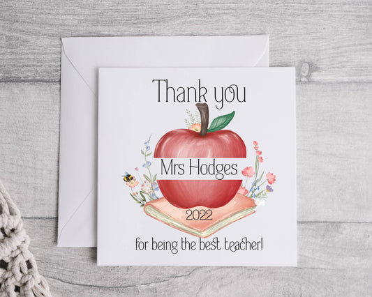 Personalised Teacher Thank You Card, Teaching Assistant Card, Supply Teacher, Teacher Appreciation